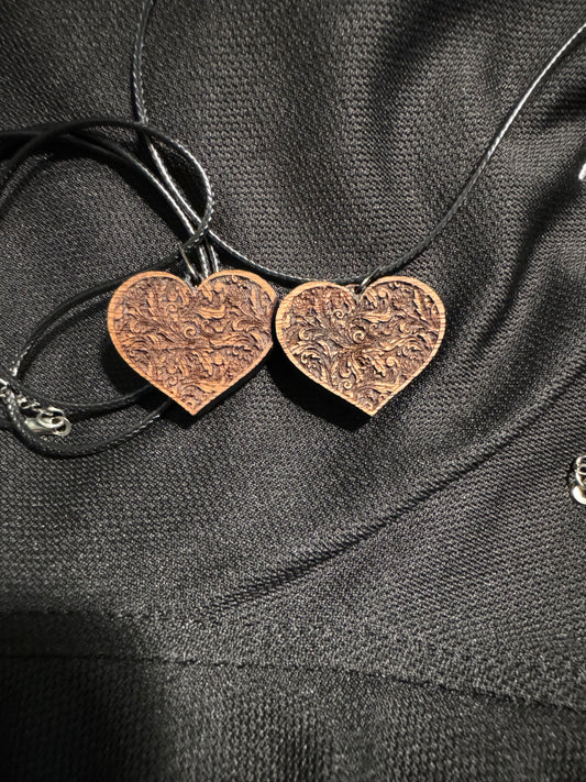You complete me -Walnut Heart Necklace Set (2 necklace set)