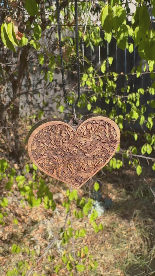 Large Walnut Heart Necklace
